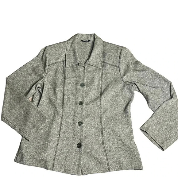 Y2K, LINDOR blazer,women size  12. Green/grey,hi-lo,button closure,shirt collar, - Picture 7 of 16